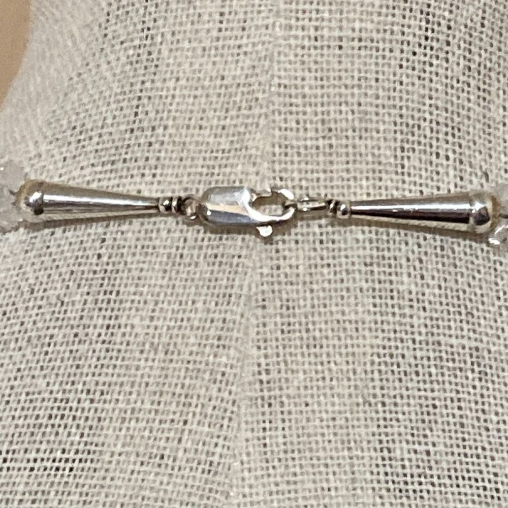 White Quartz and Crystal Necklace 18" Sterling Silver - Picture 6 of 9